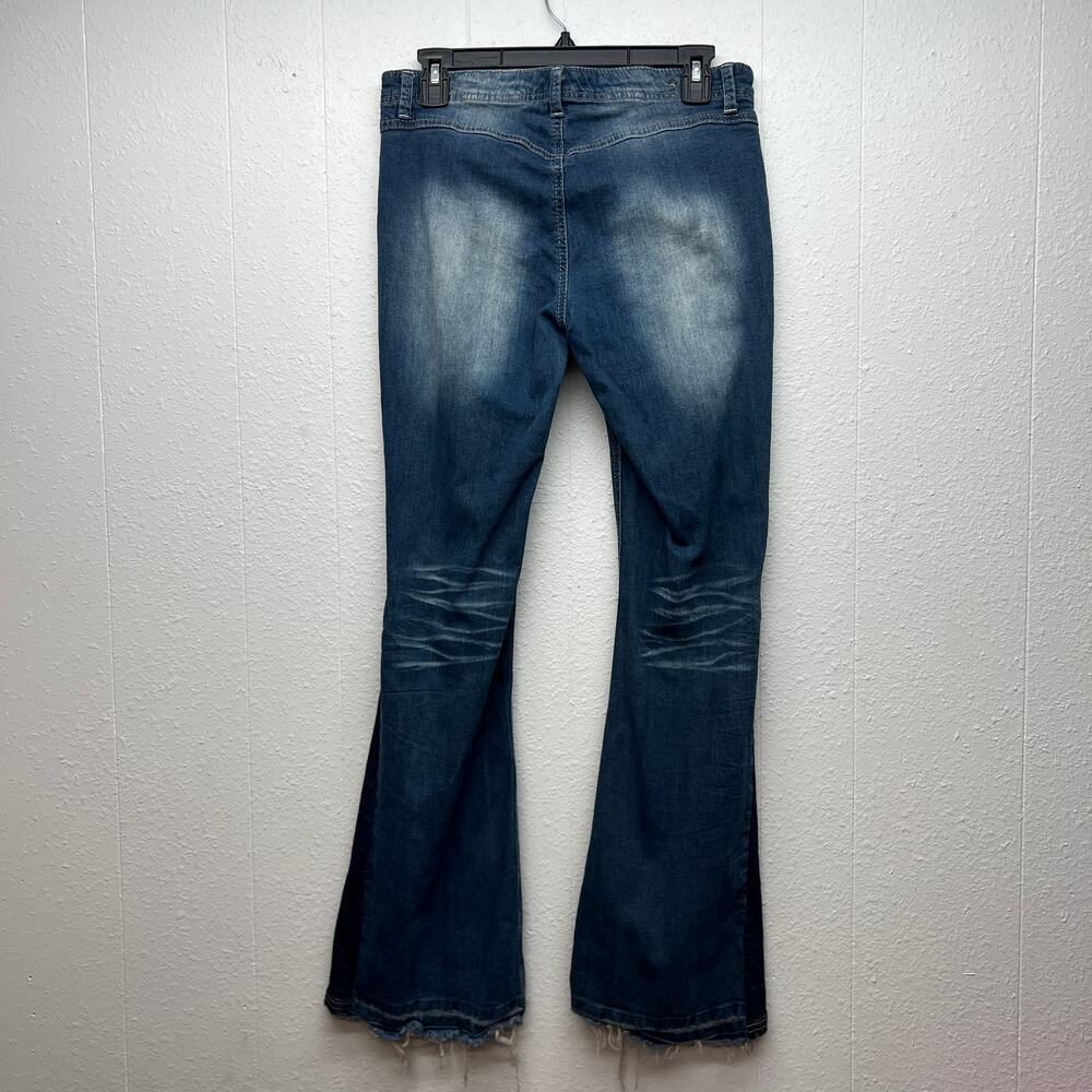 Vintage Y2K Jeans Vanilla Star Low Rise Lace Up Waist Flared Leg Sz 7 Distressed - Picture 9 of 14